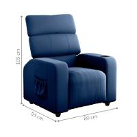 Poltrona Reclinável Para Descanso Pilos Veludo Azul - 3