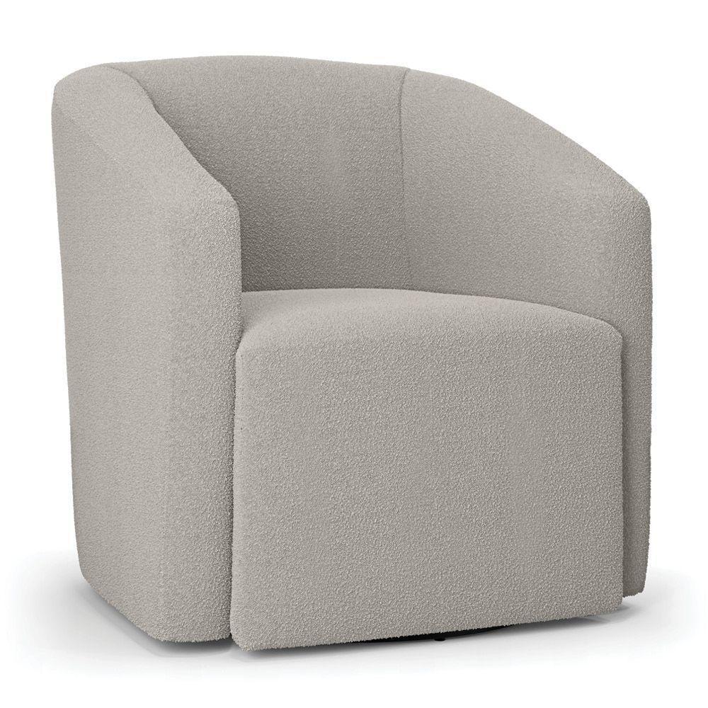 Poltrona Sala De Estar Base Giratória Stella Max Bouclê Cinza D03 - 1