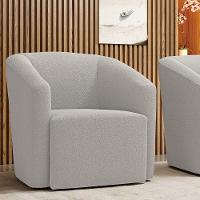 Poltrona Sala De Estar Base Giratória Stella Max Bouclê Cinza D03 - 6