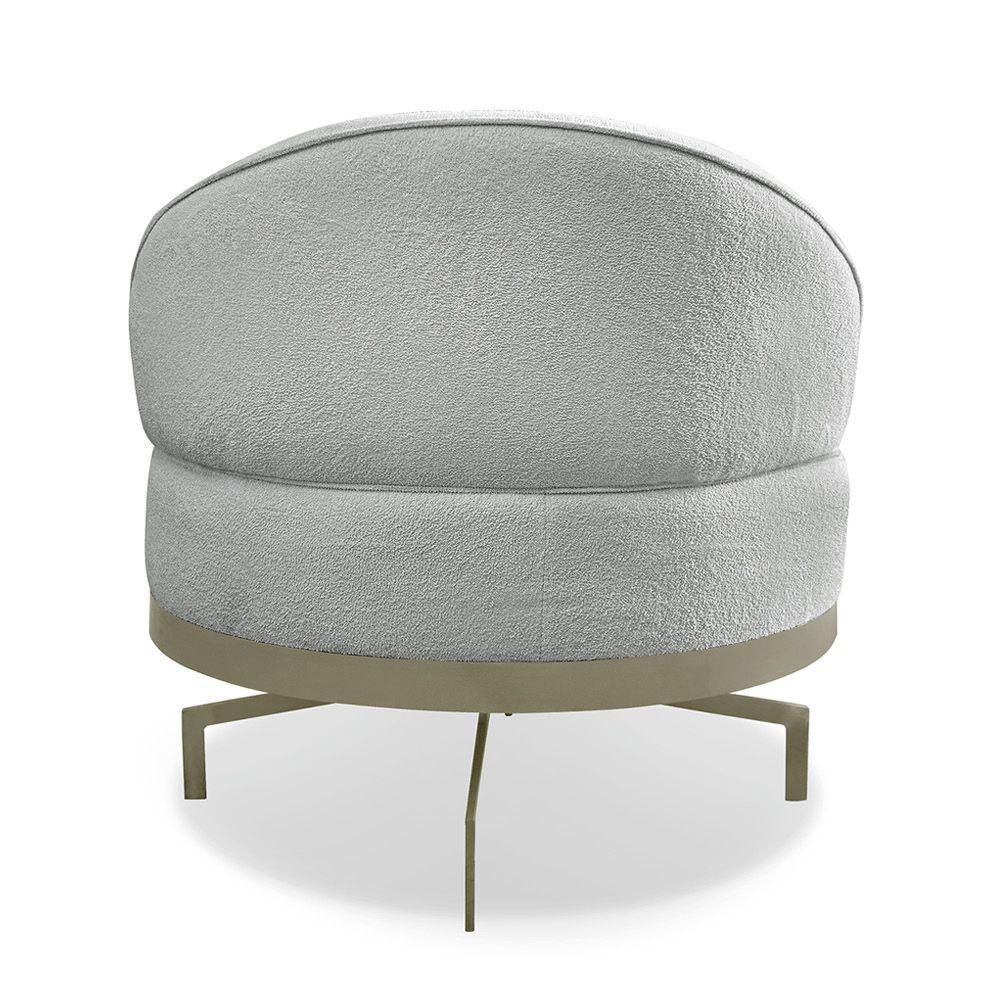 Poltrona Sala De Estar Base Giratória Dourada Aura Bouclê Cinza S04 - D'rossi - 2