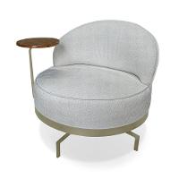 Poltrona Sala De Estar Base Giratória Dourada Aura Bouclê Cinza S04 - D'rossi - 1