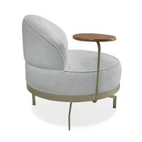 Poltrona Sala De Estar Base Giratória Dourada Aura Bouclê Cinza S04 - D'rossi