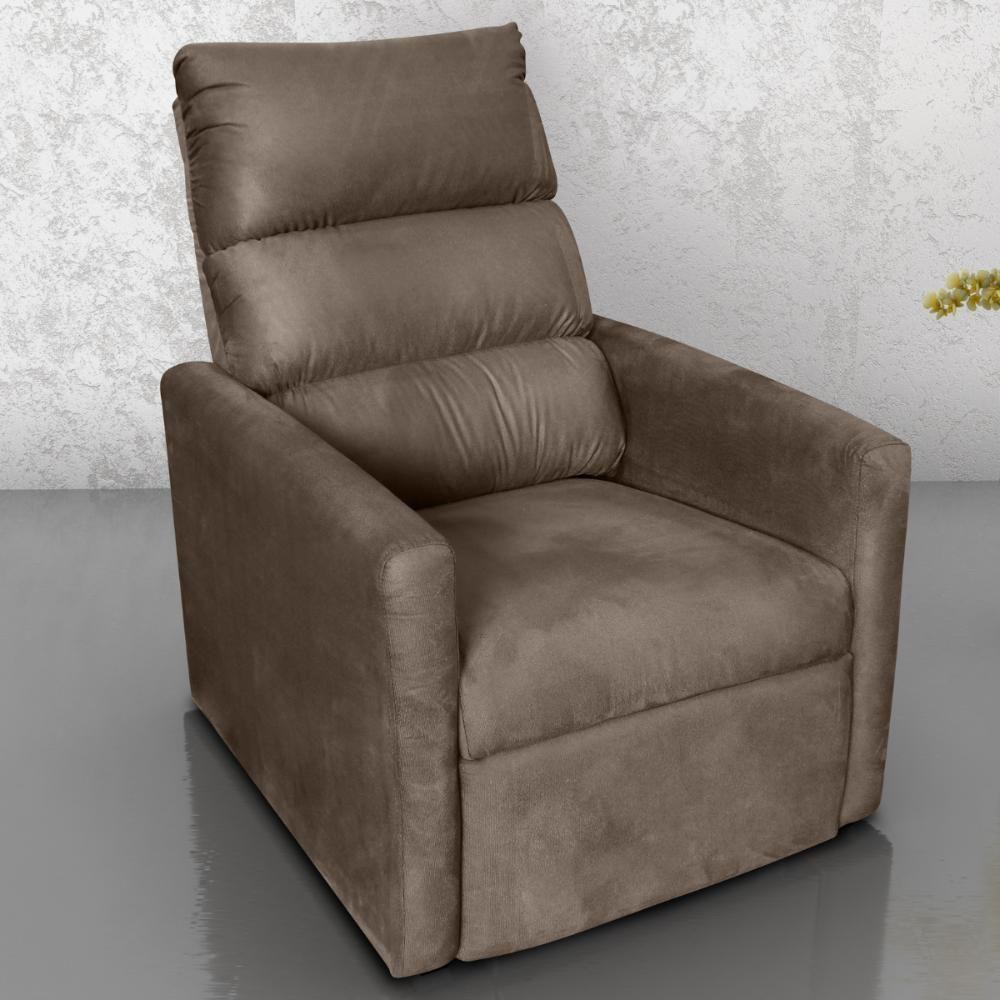 Poltrona Do Papai Reclinável Leon Suede Marrom - 1
