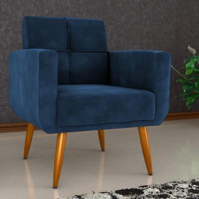Poltrona Decorativa Para Sala Lilian Veludo Azul CasaH