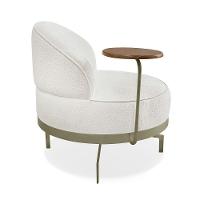 Poltrona Sala De Estar Base Giratória Dourada Aura Bouclê Off White S04 - D'rossi