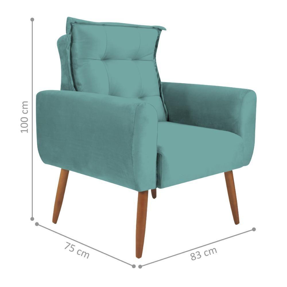 Conjunto De Poltronas Decorativas Lily Veludo Verde Menta - 4