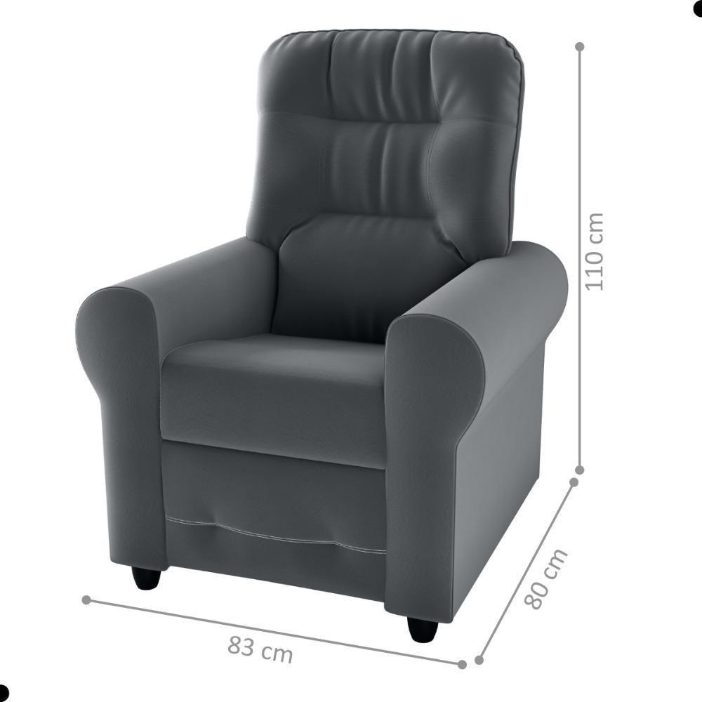 Poltrona Descanso Reclinável Andrea Veludo Cinza - 4