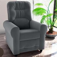 Poltrona Descanso Reclinável Andrea Veludo Cinza - 1