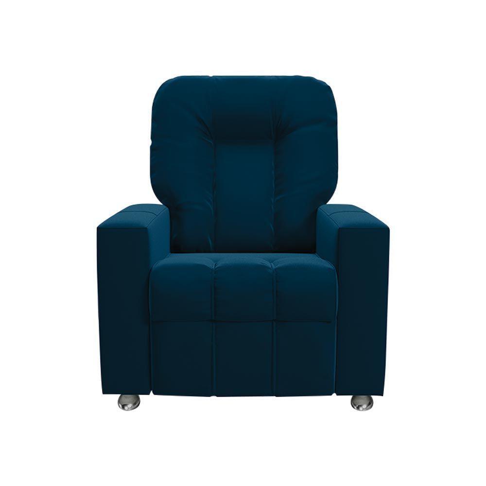 Poltrona Do Papai Reclinável Para Cinema Sora Veludo Fh1 - D'rossi Cor Azul Marinho - 3