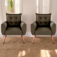Conjunto De Poltronas Decorativas Lily Suede Cappuccino - 1