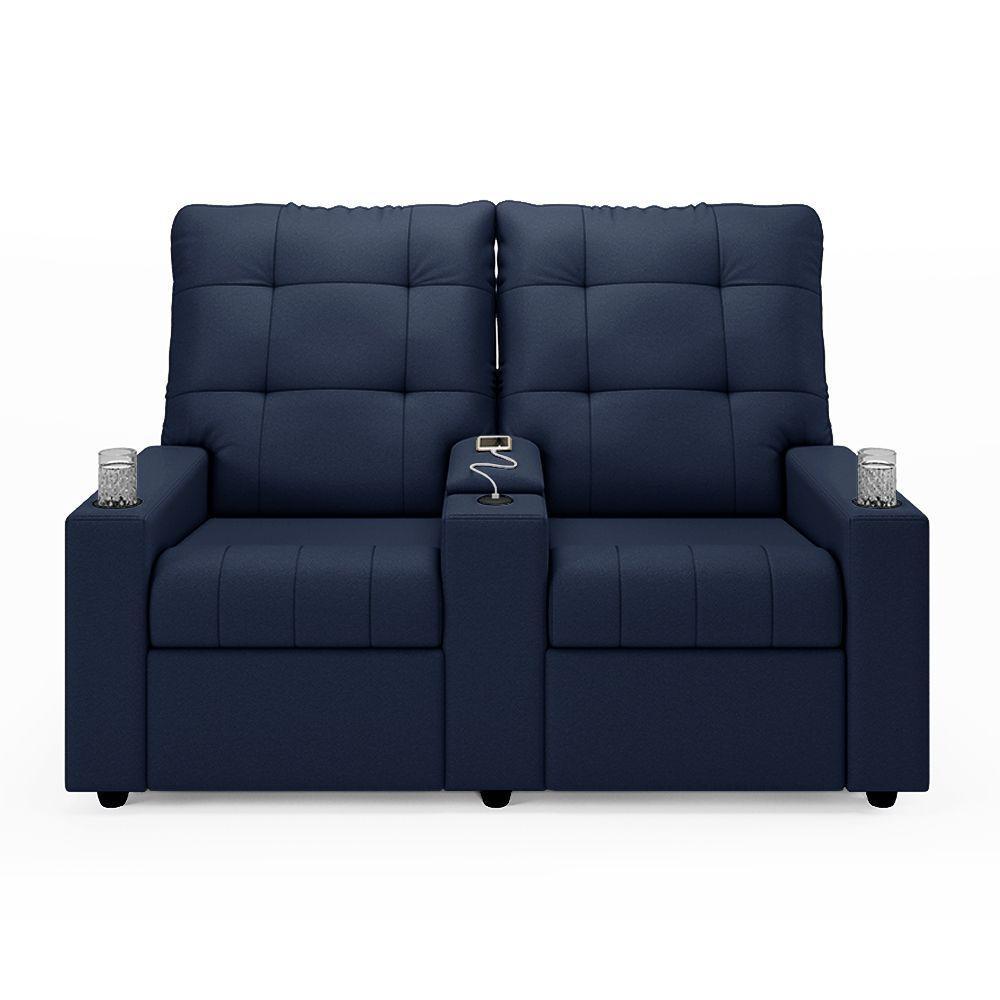 Poltrona Reclinável Para Cinema Parma 2 Lugares Baú Usb Pu Fh1 - D'rossi Cor Azul - 1