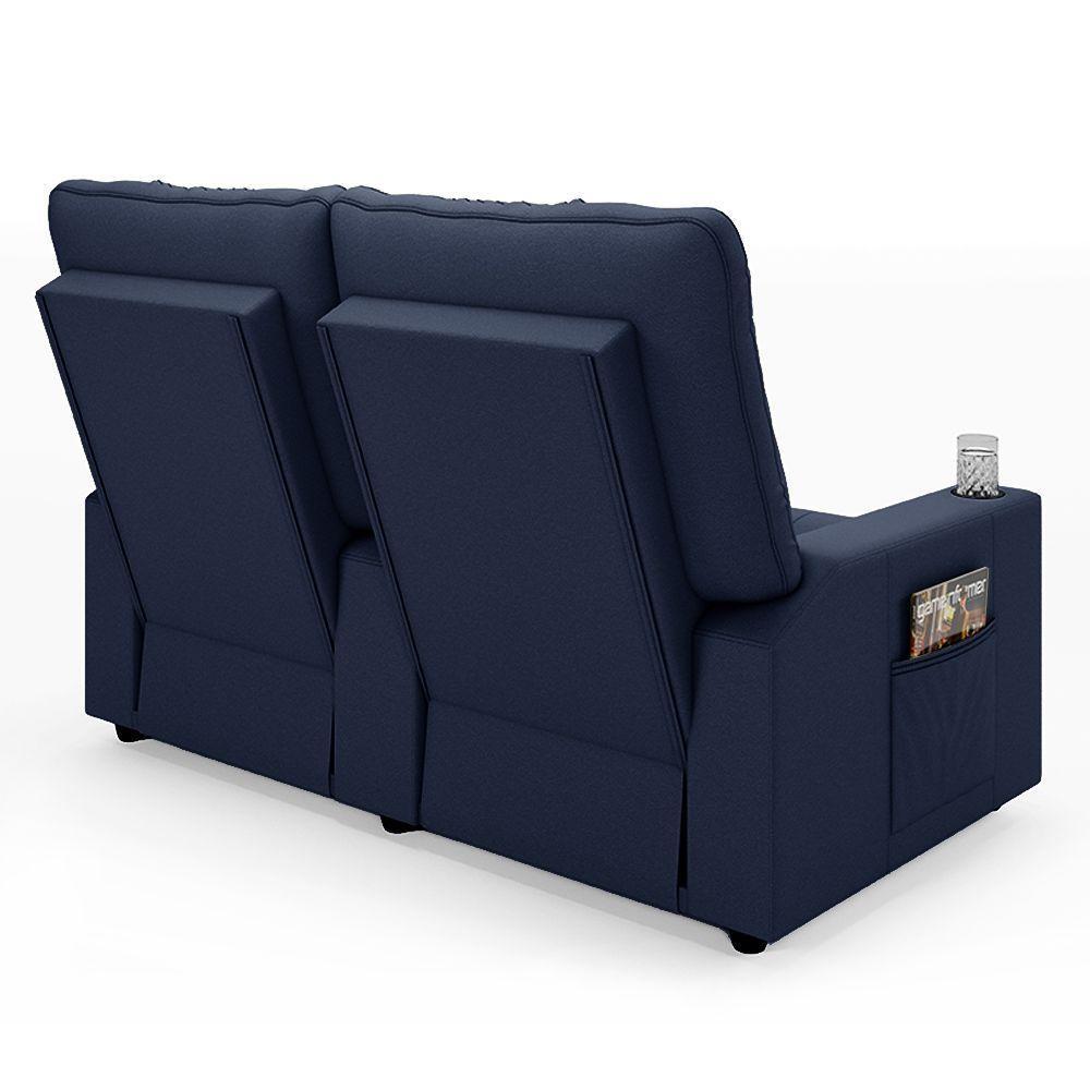 Poltrona Reclinável Para Cinema Parma 2 Lugares Baú Usb Pu Fh1 - D'rossi Cor Azul - 2