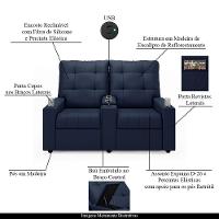 Poltrona Reclinável Para Cinema Parma 2 Lugares Baú Usb Pu Fh1 - D'rossi Cor Azul - 7