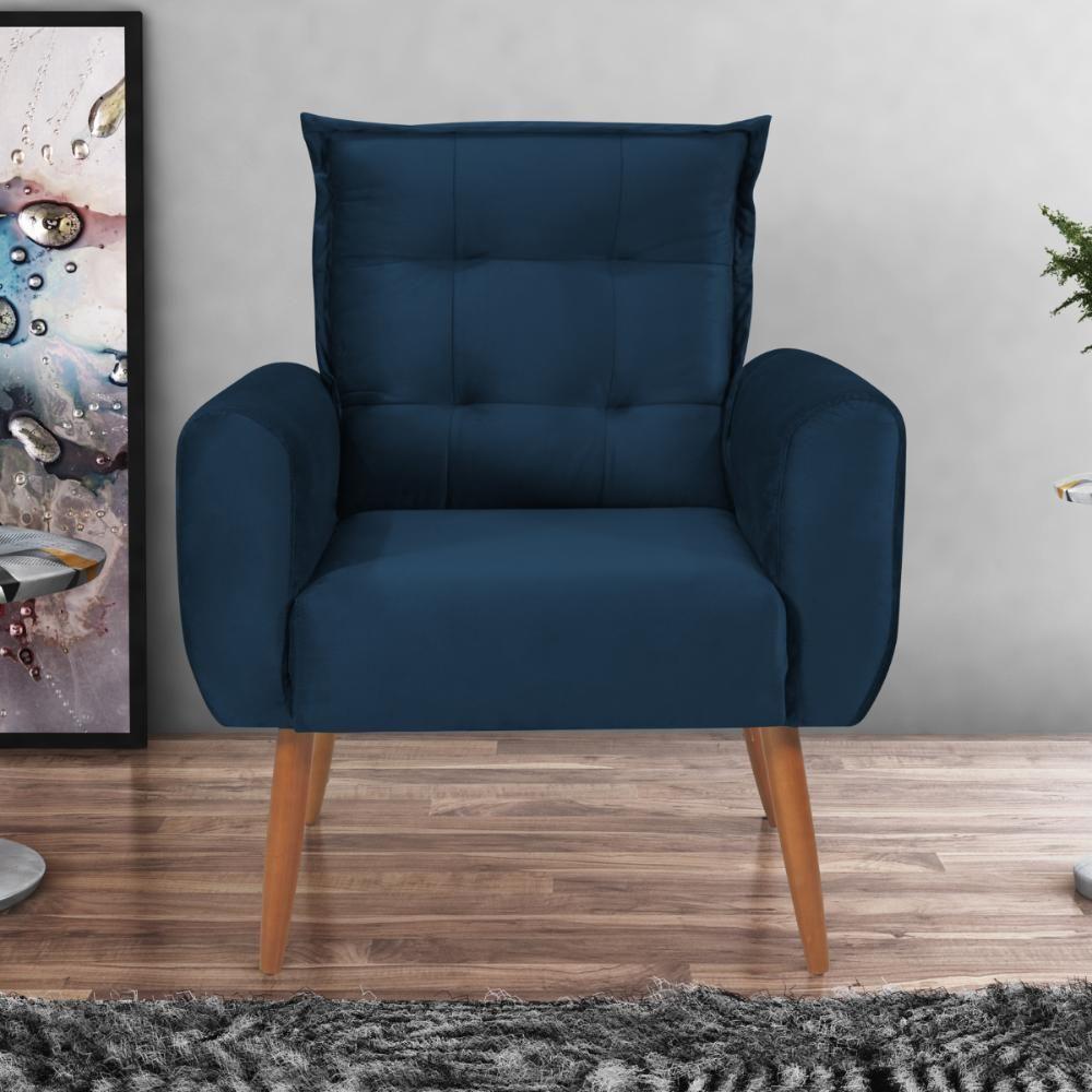 Conjunto De Poltronas Decorativas Lily Veludo Azul - 2