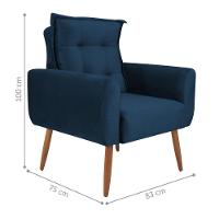Conjunto De Poltronas Decorativas Lily Veludo Azul - 5