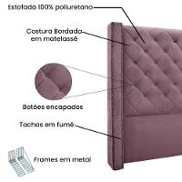 Cabeceira Cama Box Queen 160cm E Recamier Vicenza Veludo Uva S04 - D'rossi - 7
