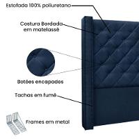 Cabeceira Cama Box Queen 160cm E Recamier Vicenza Suede Azul Marinho S04 - D'rossi - 7
