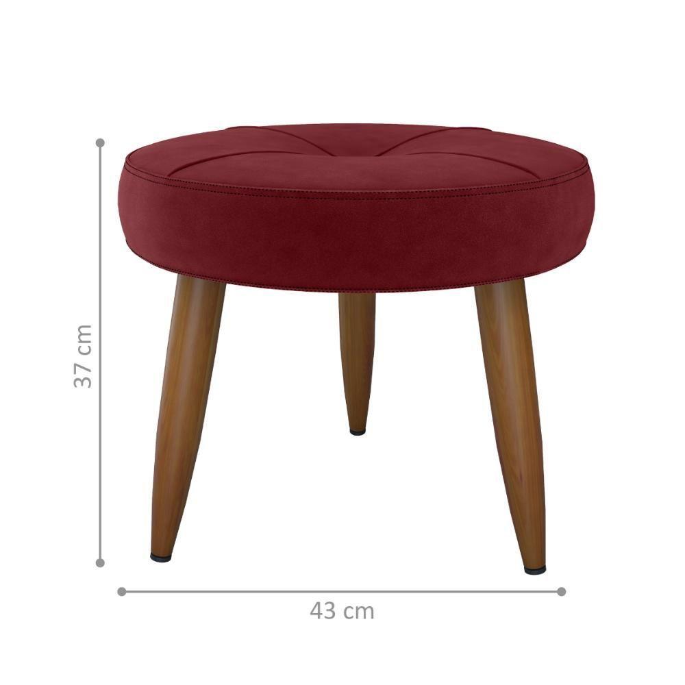 Conjunto Poltrona E Puff Decorativos Josh Veludo Vinho - 2