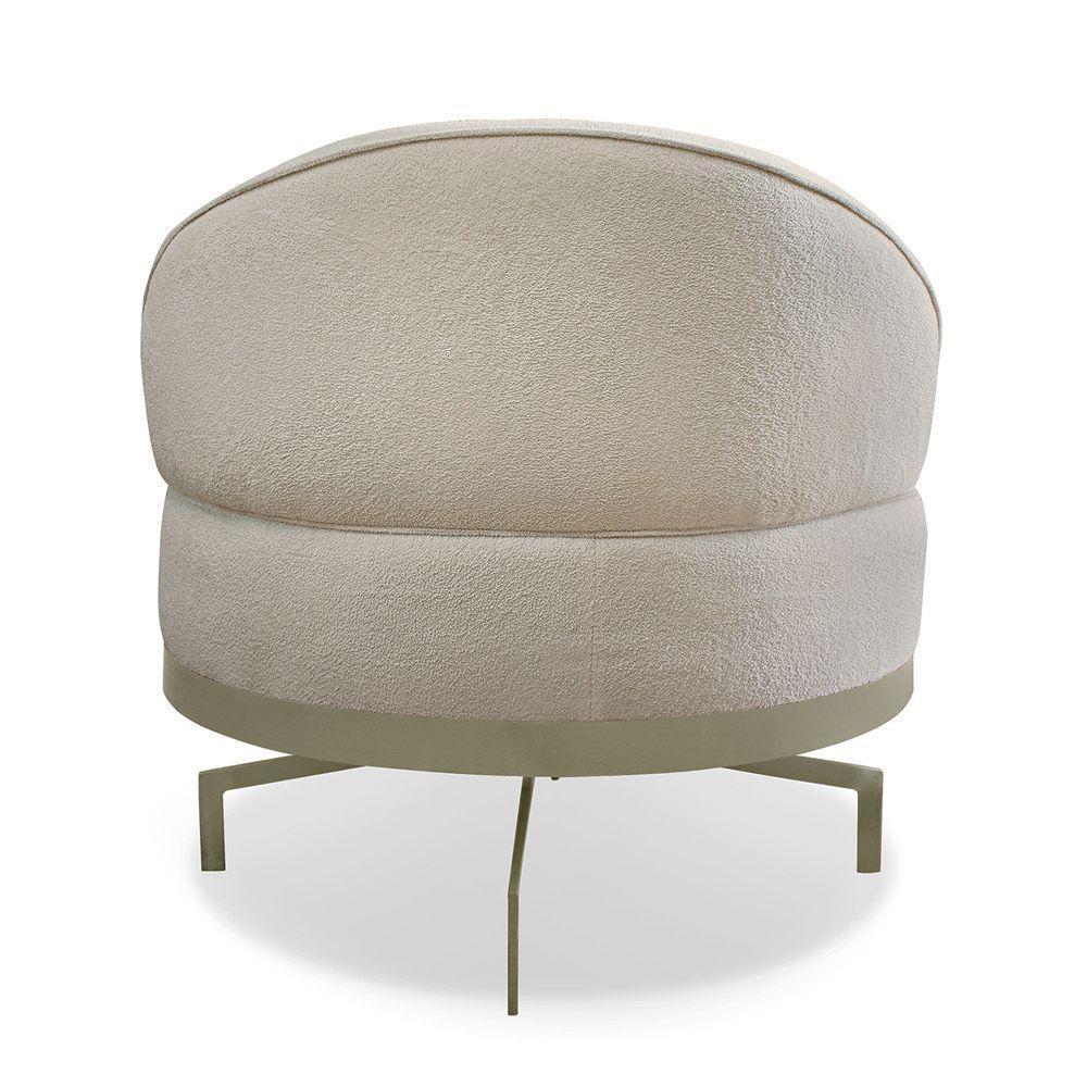 Poltrona Sala De Estar Base Giratória Dourada Aura Bouclê Bege S04 - D'rossi - 2