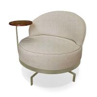 Poltrona Sala De Estar Base Giratória Dourada Aura Bouclê Bege S04 - D'rossi - 1