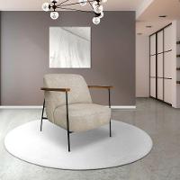 Poltrona Sala De Estar Base Giratória Dourada Aura Bouclê Bege S04 - D'rossi - 6