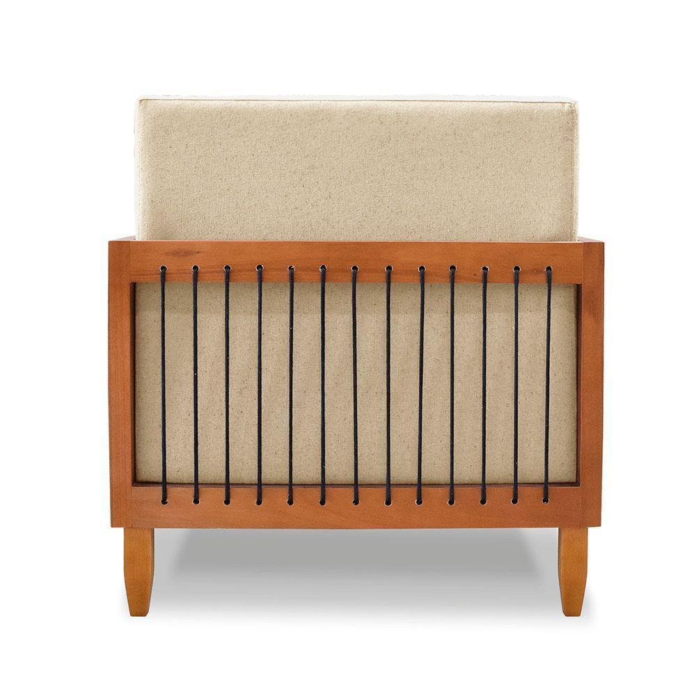 Poltrona Sala De Estar Base De Madeira Mariana Linho S04 - D'rossi Cor Dourado - 3