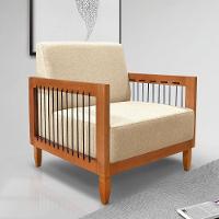 Poltrona Sala De Estar Base De Madeira Mariana Linho S04 - D'rossi Cor Dourado - 6