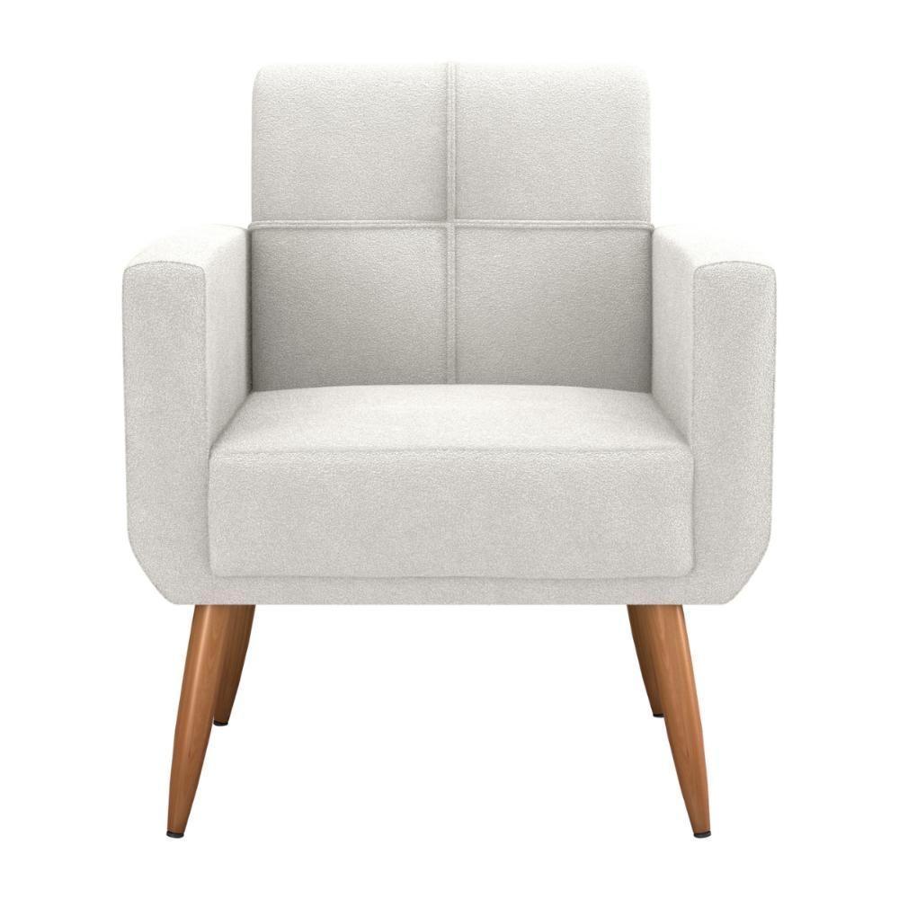 Poltrona Decorativa Para Sala Lilian Boucle Bege - 3