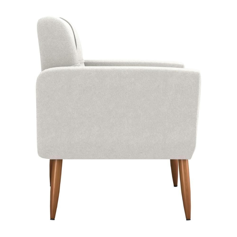 Poltrona Decorativa Para Sala Lilian Boucle Bege - 4