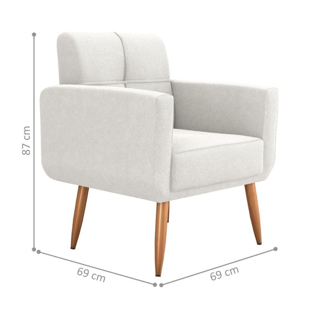 Poltrona Decorativa Para Sala Lilian Boucle Bege - 5