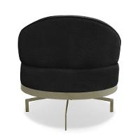 Poltrona Sala De Estar Base Giratória Dourada Aura Bouclê S04 - D'rossi Cor Preto - 2