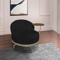 Poltrona Sala De Estar Base Giratória Dourada Aura Bouclê S04 - D'rossi Cor Preto - 6