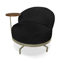 Poltrona Sala De Estar Base Giratória Dourada Aura Bouclê S04 - D'rossi Cor Preto - 7