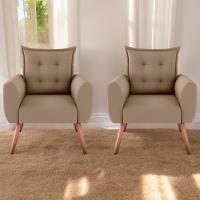 Conjunto De Poltronas Decorativas Lily Suede Bege - 1