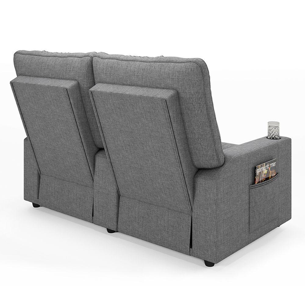 Poltrona Reclinável Para Cinema Parma 2 Lugares Baú Usb Linho Fh1 - D'rossi Cor Cinza - 2