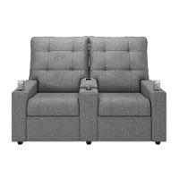 Poltrona Reclinável Para Cinema Parma 2 Lugares Baú Usb Linho Fh1 - D'rossi Cor Cinza - 1