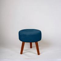 Kit 2 Puff Redondo Decorativo Danny Pés Palito Cor:azul Escuro - 2