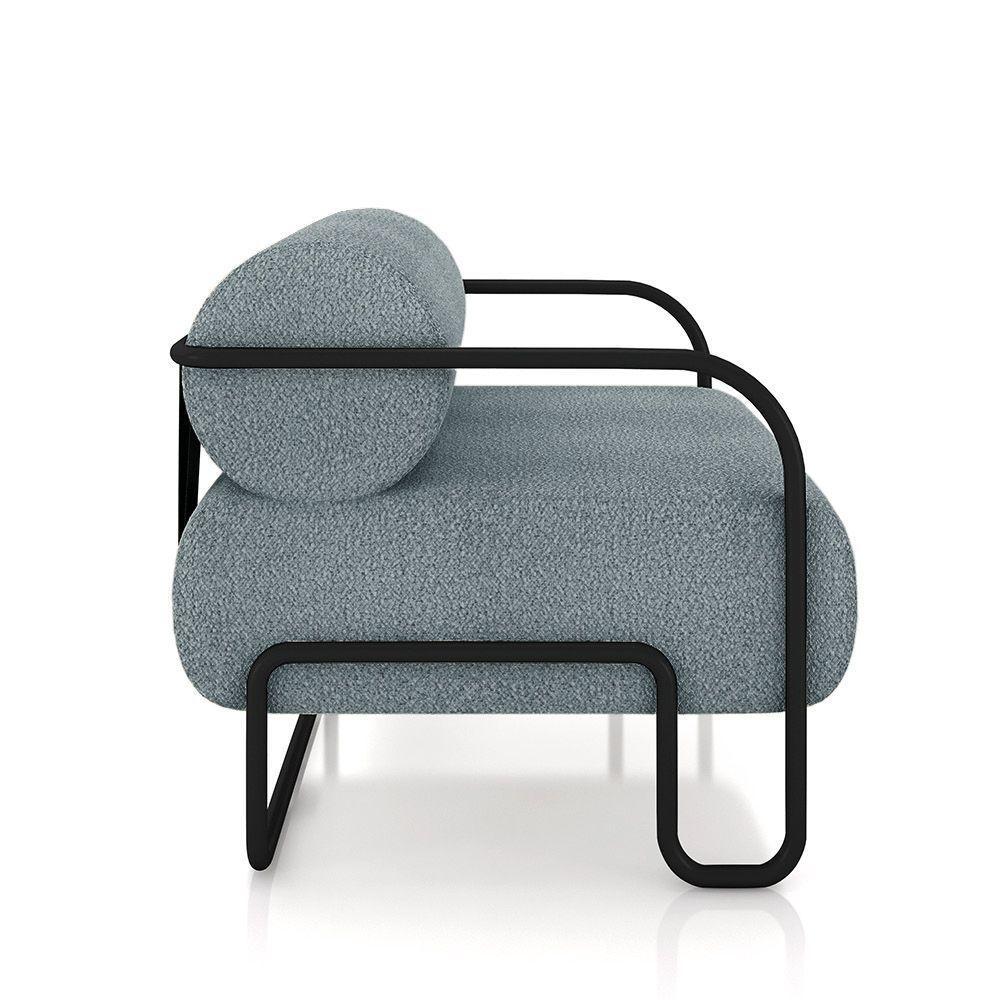 Poltrona Sala De Estar Industrial Preto Ameli Bouclê K01 - D'rossi Cor Azul - 4