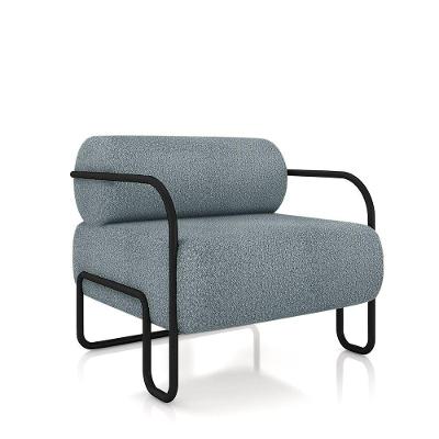 Poltrona Sala De Estar Industrial Preto Ameli Bouclê K01 - D'rossi Cor Azul