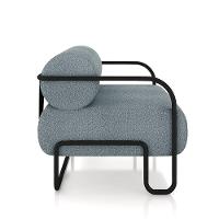 Poltrona Sala De Estar Industrial Preto Ameli Bouclê K01 - D'rossi Cor Azul