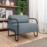 Poltrona Sala De Estar Industrial Preto Ameli Bouclê K01 - D'rossi Cor Azul - 6