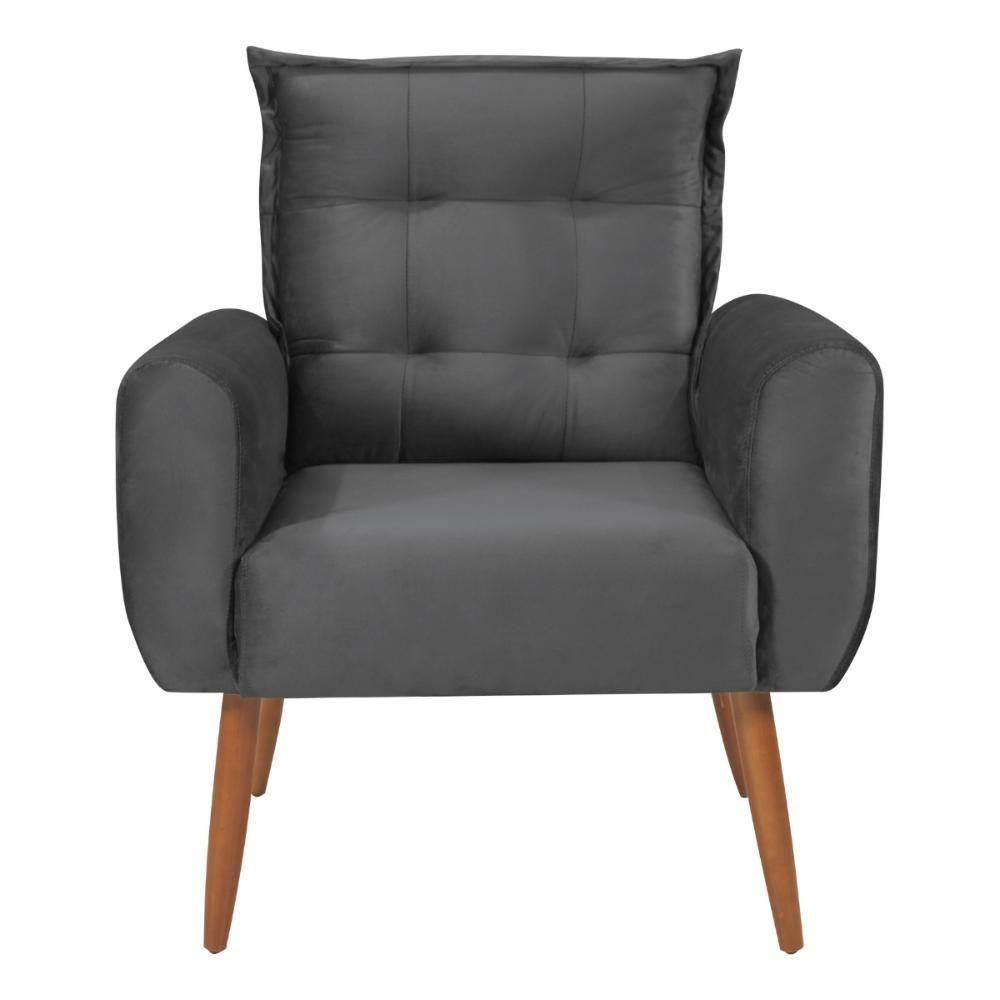 Conjunto De Poltronas Decorativas Lily Veludo Cinza - 3