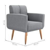 Conjunto Poltrona E Puff Decorativos Josh Boucle Cinza - 4