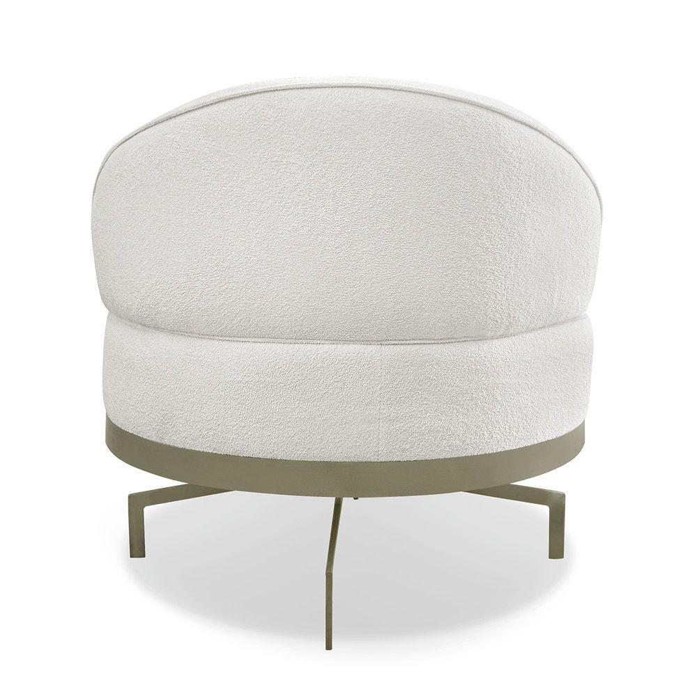 Poltrona Sala De Estar Base Giratória Dourada Aura Bouclê S04 - D'rossi Cor Off White - 2