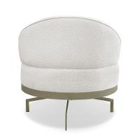 Poltrona Sala De Estar Base Giratória Dourada Aura Bouclê S04 - D'rossi Cor Off White - 2