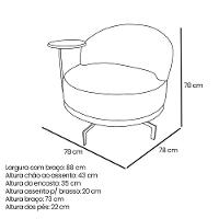 Poltrona Sala De Estar Base Giratória Dourada Aura Bouclê S04 - D'rossi Cor Off White