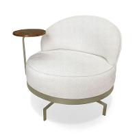 Poltrona Sala De Estar Base Giratória Dourada Aura Bouclê S04 - D'rossi Cor Off White - 7