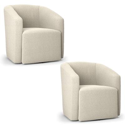 Kit 2 Poltronas Stella Max Bouclê Base Giratória Mostarda