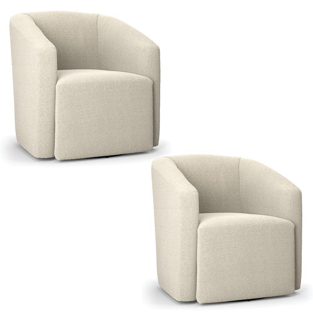 Kit 2 Poltronas Stella Max Bouclê Base Giratória Menta - 1