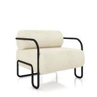 Poltrona Sala De Estar Industrial Preto Kit 2 Ameli Bouclê K01 - D'rossi Cor Bege